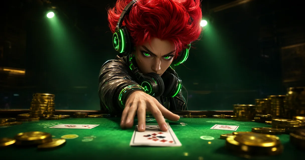 Blackjack table with cards in play